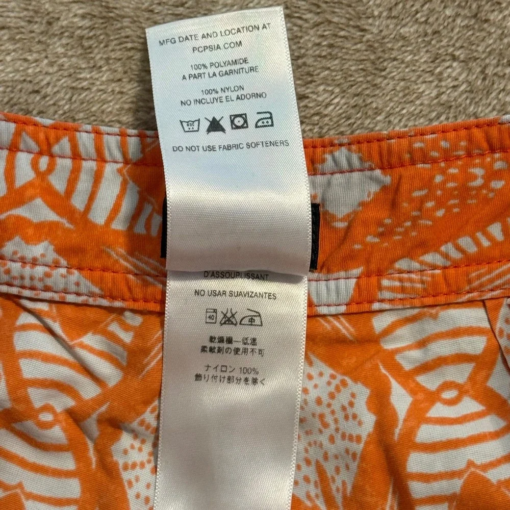 Patagonia Boys Orange Tribal Print Board Shorts Swim Trunks Size 10